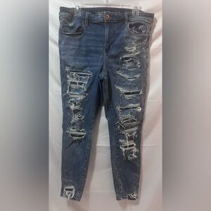 American Eagle. Hi-Rise Jegging. Distressed Blue Jeans for Women